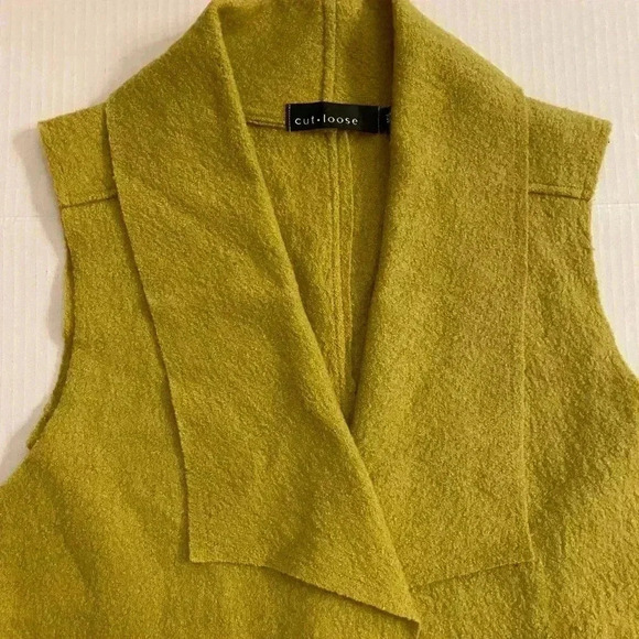 Cut Loose Women’s Vest Wool Boucle Green Buttons Pockets Lapel M-L - Picture 14 of 14